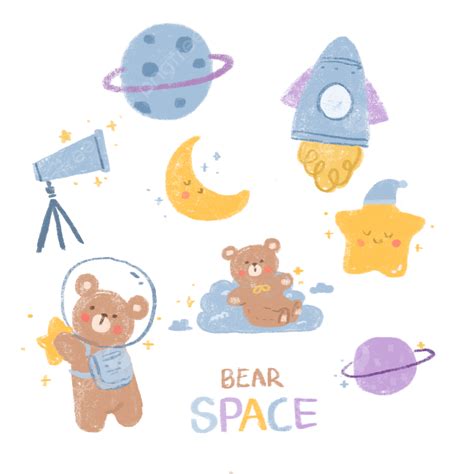 Cute Korean Bear Space Diary Stickers, Bear Clipart, Cute Clipart, Space Clipart PNG Transparent ...