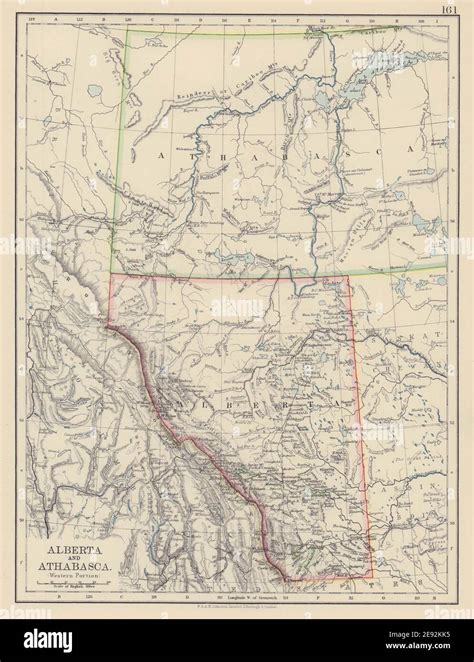 ATHABASCA & ALBERTA Province map w/ Canadian Pacific Railroad. JOHNSTON ...