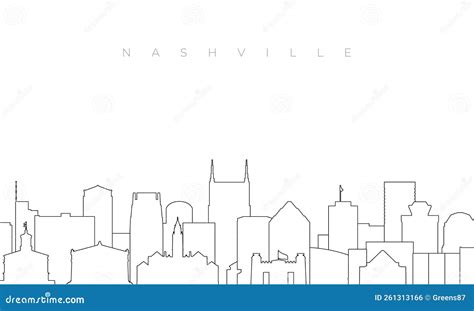 Outline Nashville Skyline With Blue Buildings. Vector Illustration | CartoonDealer.com #79657724