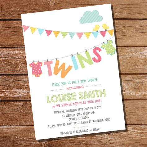 Twin Baby Shower Clothesline Invitation – Sunshine Parties