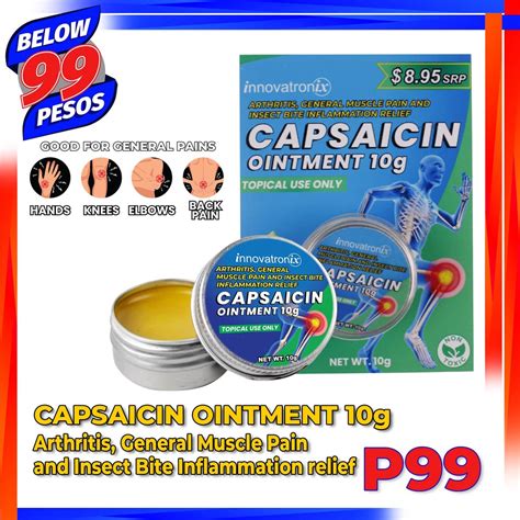 Below99pesos Innovatronix Capsaicin Ointment 10g All Natural Pain ...