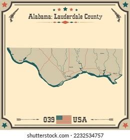 Large Accurate Map Lauderdale County Alabama Stock Vector (Royalty Free ...