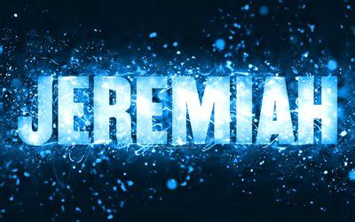 Download wallpapers Happy Birthday Jeremiah, 4k, blue neon lights, Jeremiah name, creative ...