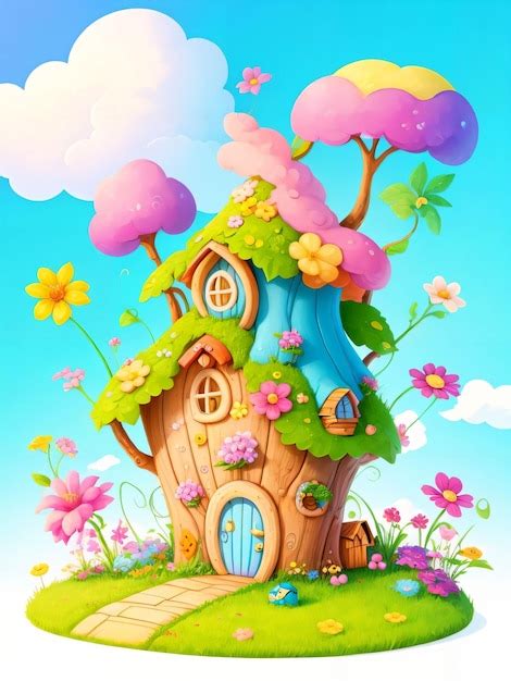 Premium AI Image | Cute Fairy Fantasy Cottage House game design