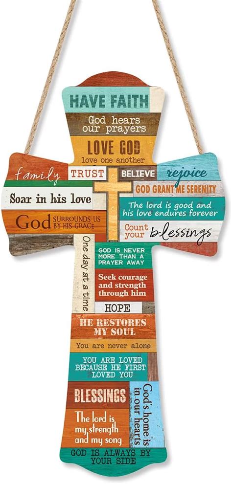 Amazon.com : IARTTOP Wall Cross Wood Hanging Sign Plaque (6”X11 ...