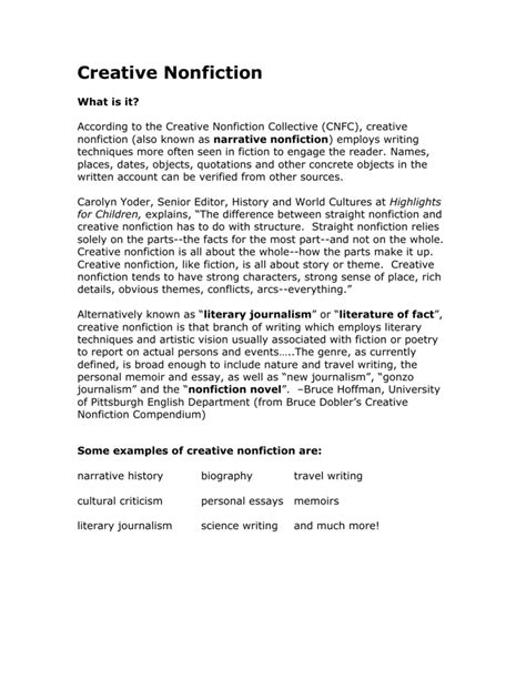 Creative Nonfiction Essay Examples ~ Resume Letter