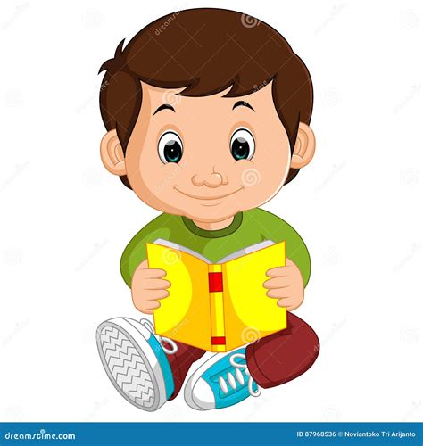 Kids Boy Reading Book Cartoon Stock Vector - Illustration of cartoon, learning: 87968536