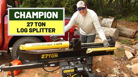 #145 Champion 27 Ton Log Splitter - First Use and Test on Big Logs ...