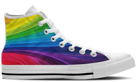 Rainbow Pattern Shoes -High Tops Custom Canvas Sneakers – CustomKiks.com