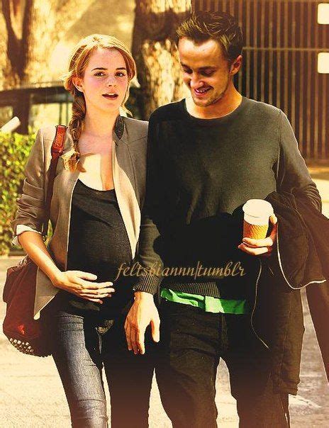 Hermione pregnant with Scorpius and walking with Draco after having coffee with Blaise and Ginny ...