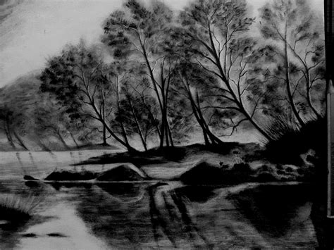 Original Landscape Charcoal Drawing Landscape Painting | Etsy