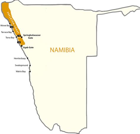 Schematic Map of Skeleton Coast National Park in Namibia | Independent Travels Far and Wide