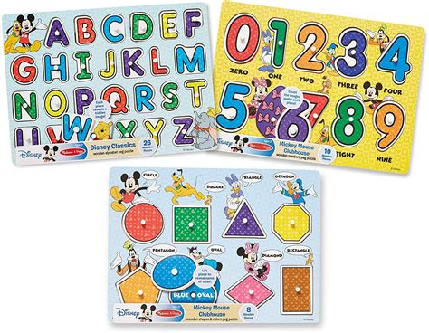 Melissa and Doug Disney Classics Alphabet Wooden Peg Puzzle (Colors and ...