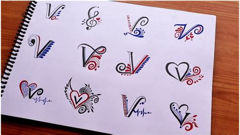 E8. how to make different types of V letter tattoo designs - YouTube