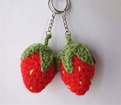 Crochet Strawberry Fruit Keychain Amigurumi Keychains Cute | Etsy