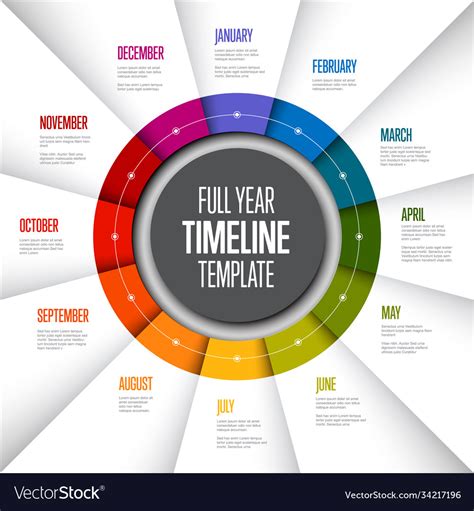 Infographic full year timeline template Royalty Free Vector