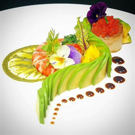 Looks great no? Avocado & things from the sea... | Gourmet food plating, Food art, Creative food