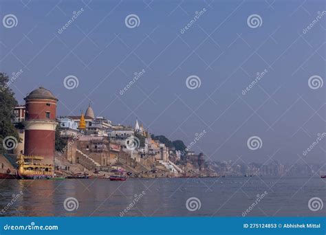 Architecture View of Varanasi Ghats Near River Ganges Editorial Stock ...