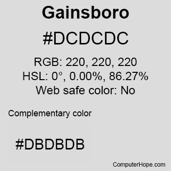 #DCDCDC (Gainsboro) HTML Color Code