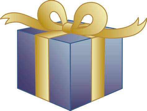 Blue Present With Golden Ribbon - Free Clip Art