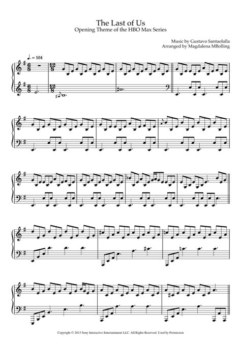 The Last Of Us Sheet Music | Gustavo Santaolalla | Piano Solo