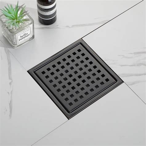 Magic Home 6 in. Square Stainless Steel Shower Floor Drain with Flange ...