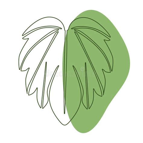 Outline Drawing of a Leaf with a Green Spot Art Stock Vector - Illustration of drawing, retro ...