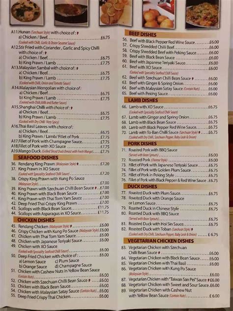 Menu at New Sunrise restaurant, Northampton