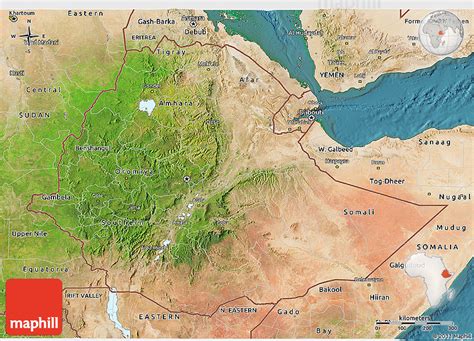 Satellite 3D Map of Ethiopia