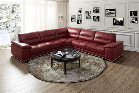 Burgundy Premium Leather Sectional - MI Star Modern Furniture