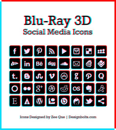 Blu-ray 3D Social Media Icons | 3D Glasses Required ;) – Designbolts