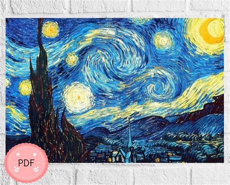 The Starry Night Cross Stitch Pattern ,pdf Instant Download , X Stitch Chart , Vincent Van Gogh ...