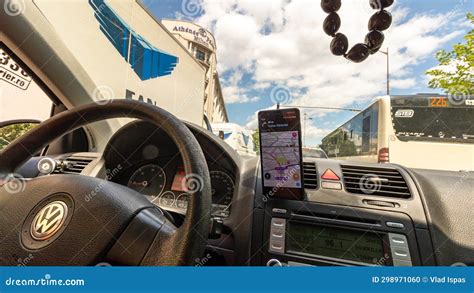 Smartphone Showing Waze Maps To Show the Way Thru the City Editorial Image - Image of ...