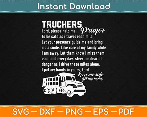 Truckers Prayer Truck Driver Svg Png Dxf Digital Cutting File Instant ...