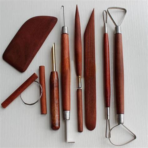 G1 8 pcs Red WoodPottery Tool Set Clay Ceramics Molding Tools For ...