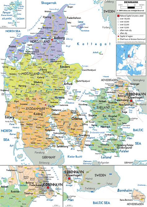 Detailed Political Map of Denmark - Ezilon Maps