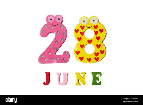 June 28th. Image June 28, on a white background. Summer day Stock Photo ...