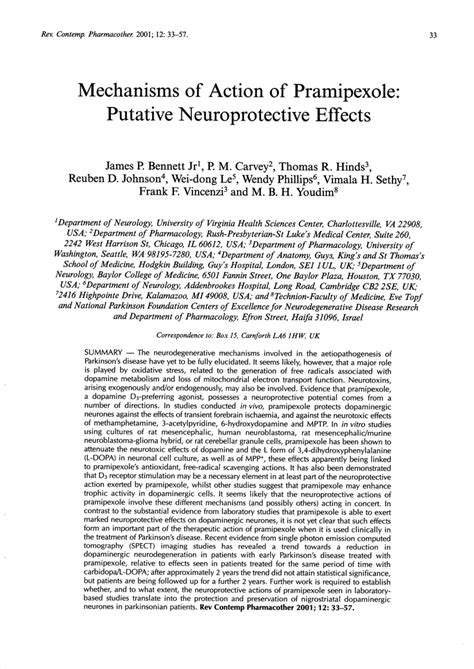 (PDF) Mechanisms of Action of Pramipexole: Putative Neuroprotective Effects