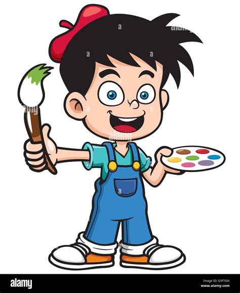 Vector illustration of Cartoon artist boy Stock Vector Image & Art - Alamy