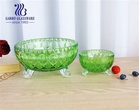 Glassware factory green color 7 Inch 4 Inch glass bowl set of 7pcs factory in china