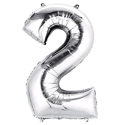 40" Silver Helium Foil Number Mylar Balloons - 2 in 2020 | Gold number ...