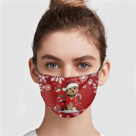 Yorkshire Terrier Christmas Face Mask | Teemoonley.com