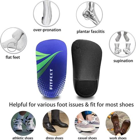 FitFeet High Arch Support Insoles 3/4 Length Orthotic Foot Inserts ...