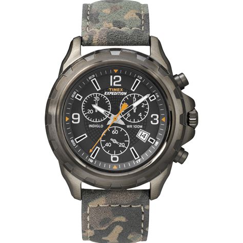 Timex Men's Expedition | Rugged Chronograph Indiglo Leather Strap Outdoor Watch