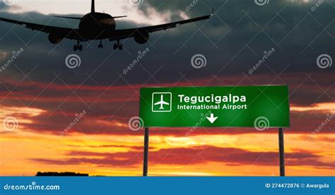 Plane Landing in Tegucigalpa Honduras Airport with Signboard Stock ...