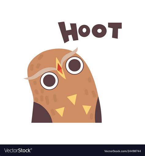 Cute owl hooting wild cartoon bird making sound Vector Image