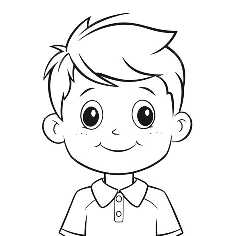 Boy Coloring Page With A Face Outline Sketch Drawing Vector, Wing ...