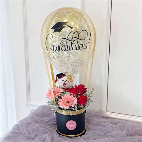 Congratulations 🎉🎉 Hot air balloon design- Cute graduation toys with flowers and balloon 🎓🎓🎓 htt ...