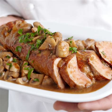 Pork Tenderloin with Brown Gravy and Mushrooms Recipe - EatingWell