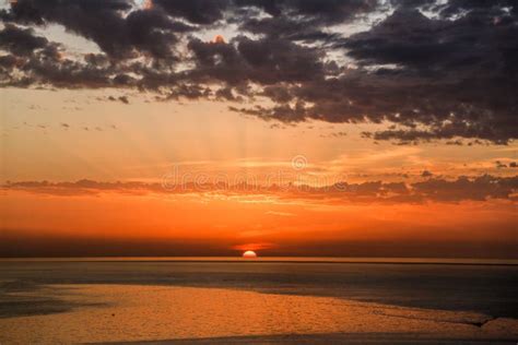 Golden Sunset on the Shore of the Sea of Gaza City. Stock Image - Image ...